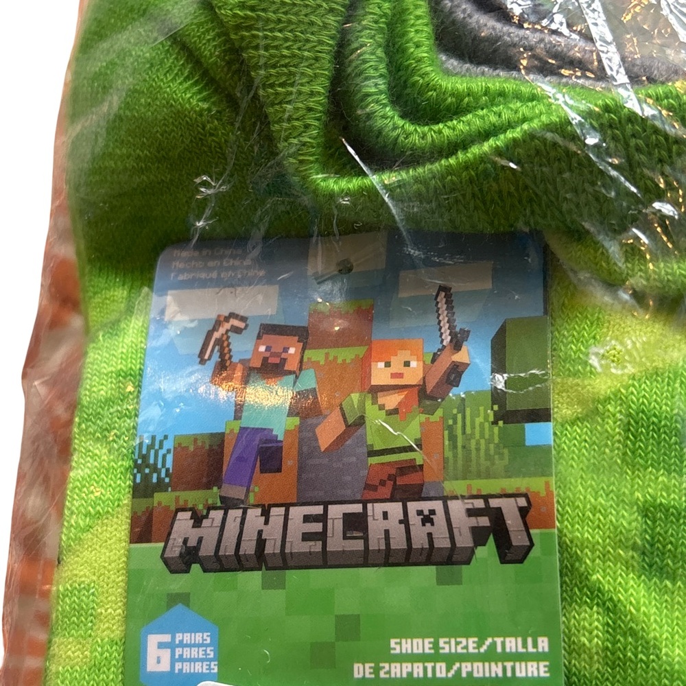 Minecraft No Show Socks Set 6 pairs size 4-10 (3 for $12 item)